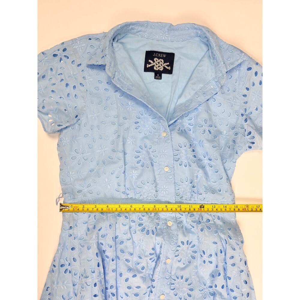 J.Crew Re-Imagined Blue Eyelet Midi Maxi Dress Button Front Cottagecore Coastal - Picture 11 of 16